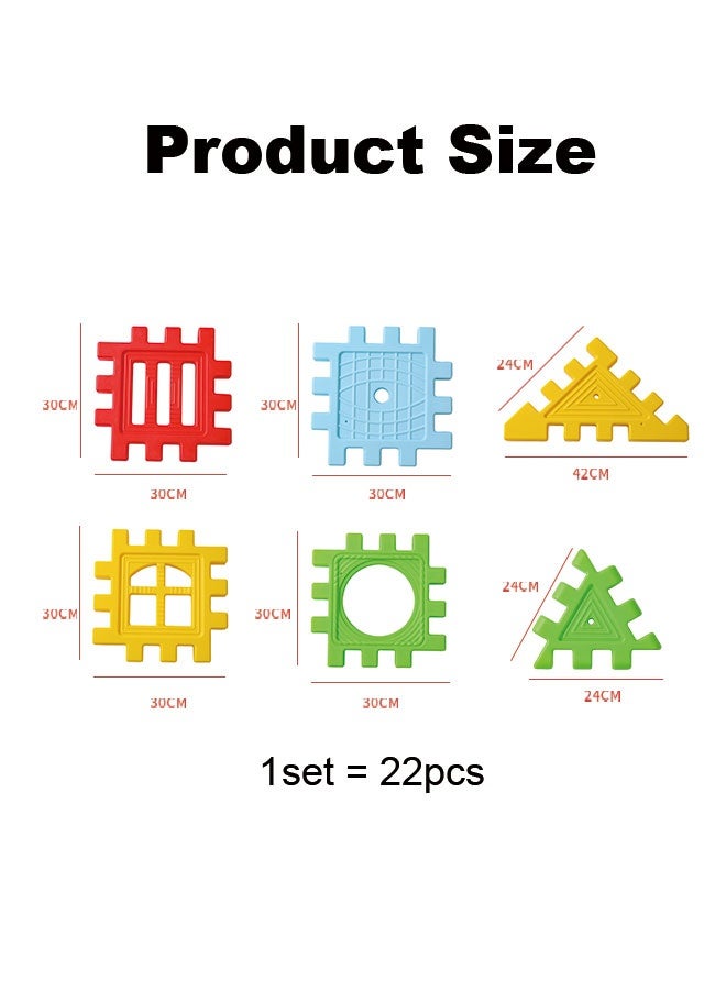 JSAITOYS 22pcs Happy Extra-Large Plastic Construction Area Building Box Multi-Equipped Model Toy for Kindergarten Sensory Training Family Fun - Image 2