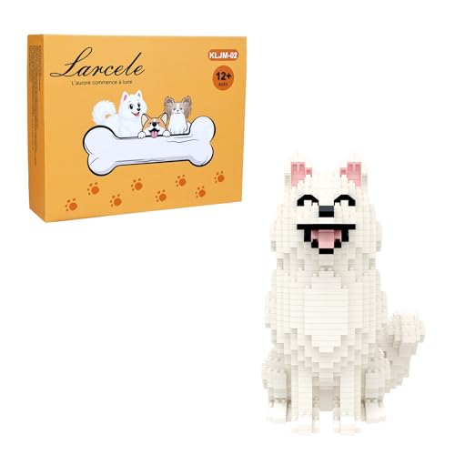Larcele Micro Building Blocks Set DIY Mini Building Toy Bricks for Age Over 12 Years 991 Pieces KLJM02 Samoyed Dog - Image 1