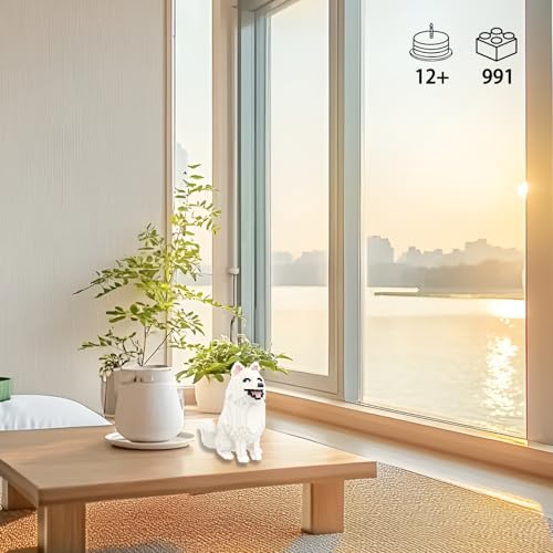 Larcele Micro Building Blocks Set DIY Mini Building Toy Bricks for Age Over 12 Years 991 Pieces KLJM02 Samoyed Dog - Image 5