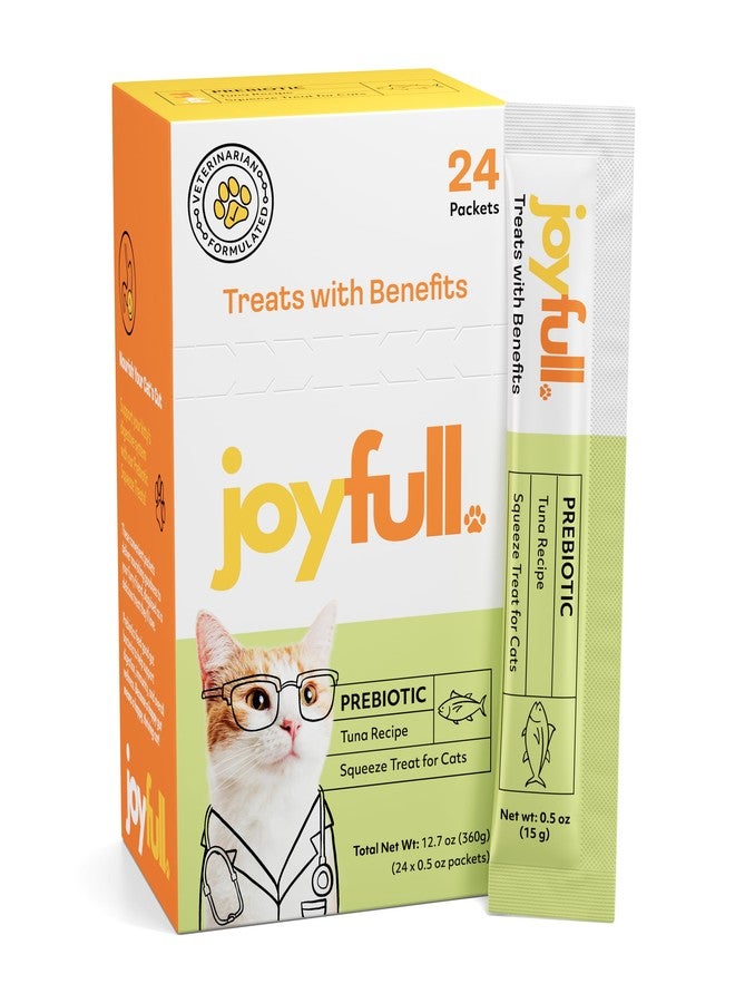 Joyfull Lickable Cat Treats with Prebiotics – Wild-Caught Tuna Squeeze Treats – Supports Digestive Health – 24 Tubes (0.5 oz Each) - Image 1