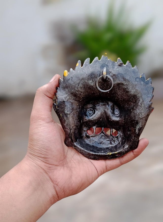FLAIMYST 5.5 inche Metal Black Nazar Battu for Home Entrance Door hanging Evel Eyes Protuction Mahakal Face Mask Nazar Battu Spiritual Protection with Stylish Design to Home Shop & Office - Image 5