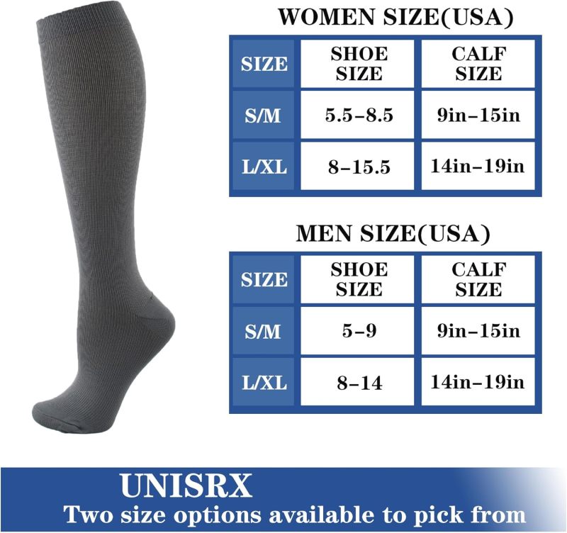 Knee-High Compression Socks 360-Degree Elasticity For Enhanced Flexibility Non-Slip Elastic Cuffs - Breathable Moisture-Wicking Medical Support Socks for Sports Recovery Extended Wear - Image 3