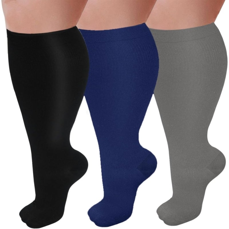 Knee-High Compression Socks 360-Degree Elasticity For Enhanced Flexibility Non-Slip Elastic Cuffs - Breathable Moisture-Wicking Medical Support Socks for Sports Recovery Extended Wear - Image 1