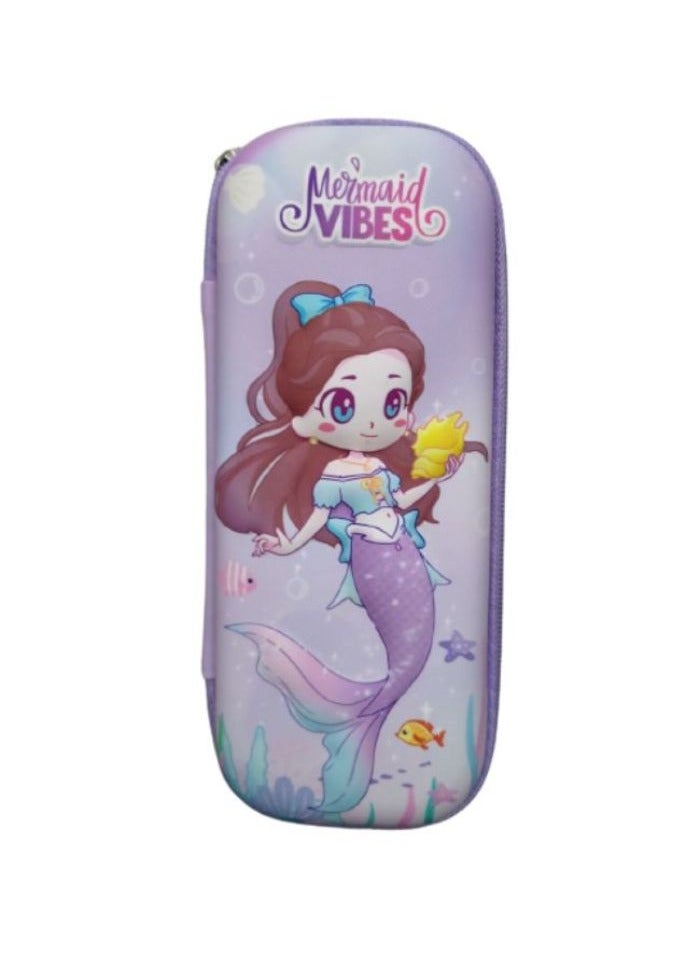 3D Pencil Case High Quality 3D Pencil Cases and Bags for Boys and Girls, Embrace Adventure with Vibrant Colors High Quality(Mermaid) (Mermaid) (Brown Hair(Maid(purple)) - Image 1