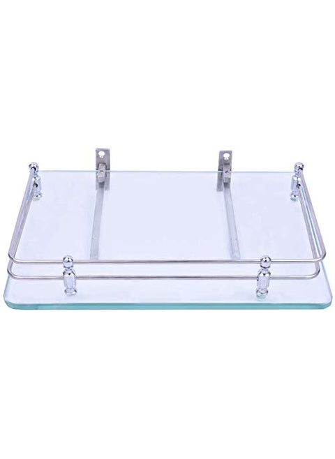 A to Z Glass Polished finish Shelf Stand with F Bracket Transparent 10 X 9