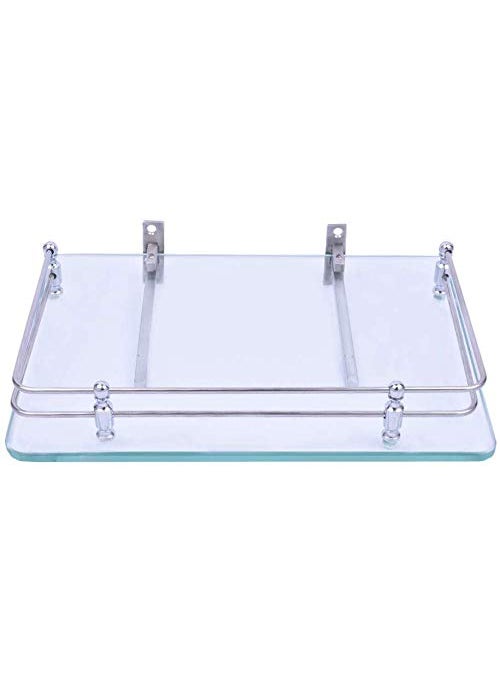 A TO Z A to Z Glass Polished finish Shelf Stand with F Bracket Transparent 10 X 9  - Image 1