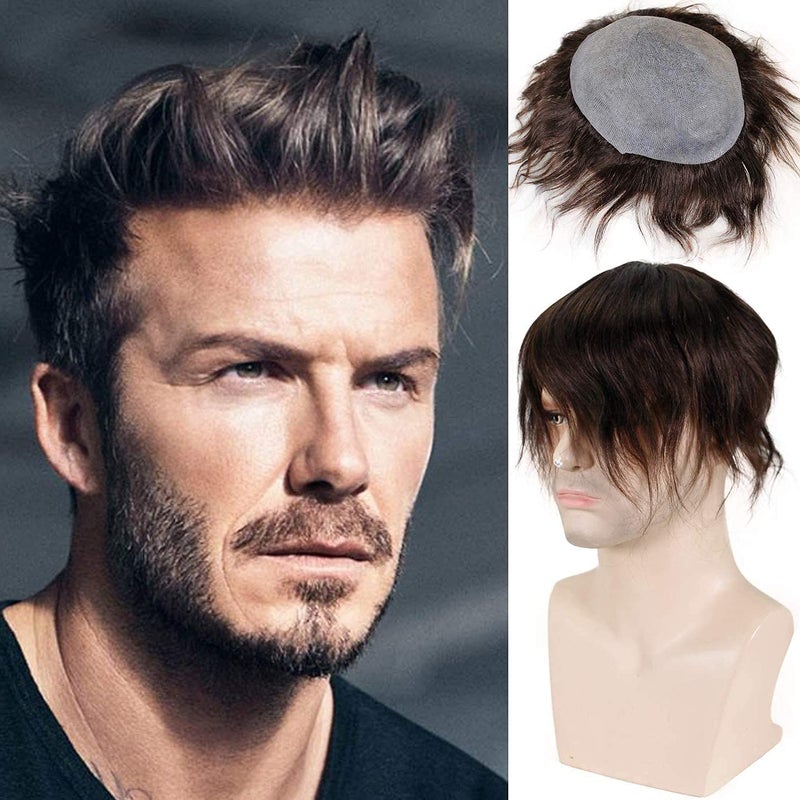 Voloria Toupee for Man 0.04cm Ultra Thin Skin PU Men's Hairpiece European Virgin Human Hair Replacement System Pieces 10x8inch #2 Dark Brown Color - Image 3