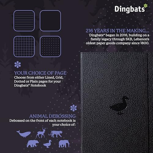 Dingbats* Notebooks Dingbats* Wildlife Grid Journal Notebook A5 - Vegan Leather Hard Cover, Ideal for Work, Travel - Pocket, Elastic Closure, Bookmark - Image 2