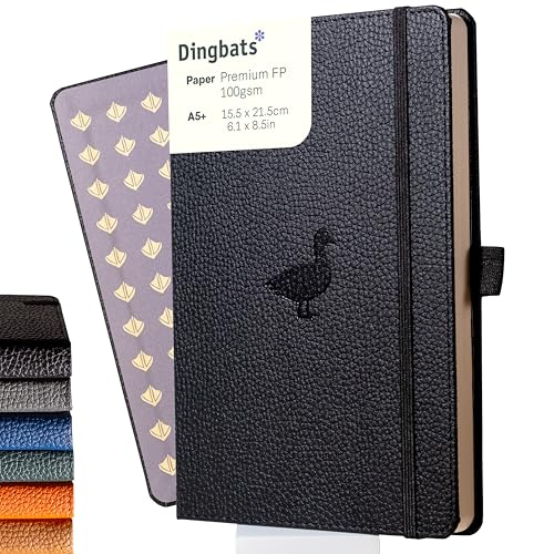 Dingbats* Notebooks Dingbats* Wildlife Grid Journal Notebook A5 - Vegan Leather Hard Cover, Ideal for Work, Travel - Pocket, Elastic Closure, Bookmark - Image 1