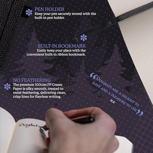 Dingbats* Notebooks Dingbats* Wildlife Grid Journal Notebook A5 - Vegan Leather Hard Cover, Ideal for Work, Travel - Pocket, Elastic Closure, Bookmark - Image 3