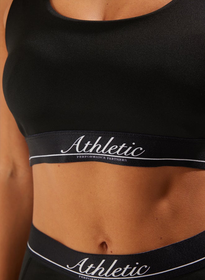 trendyol Black Slogan Elastic Detail Supported/Shaping Knitted Sports Bra  - Image 4