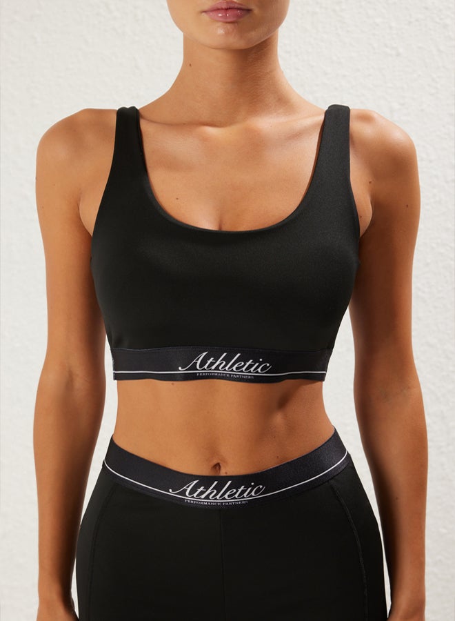 trendyol Black Slogan Elastic Detail Supported/Shaping Knitted Sports Bra  - Image 3