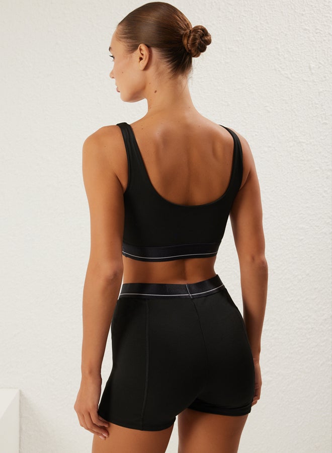 trendyol Black Slogan Elastic Detail Supported/Shaping Knitted Sports Bra  - Image 5