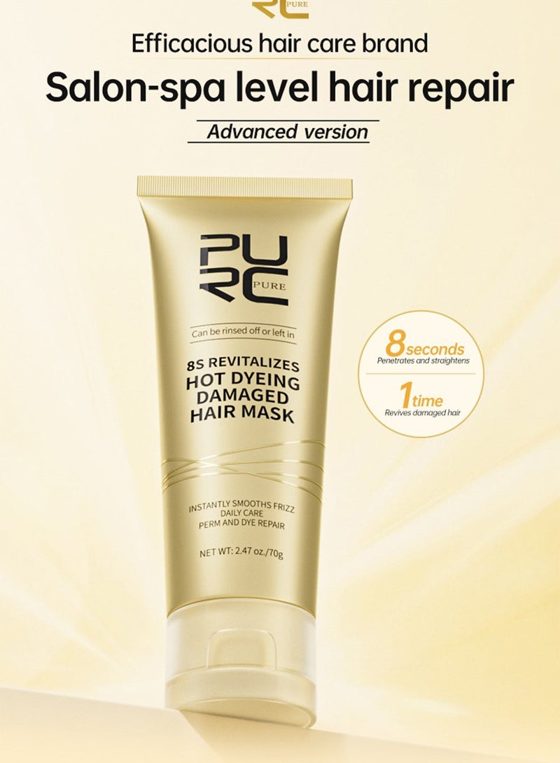 PURC 8s Revitalizes Hot Dyeing Damaged Hair Mask, Deep Conditioning Hair Mask, Hair Daily Care Perm and Dye, Hair Repair Treatment for Damaged Hair, Instantly Smooths Frizz 70g - Image 2