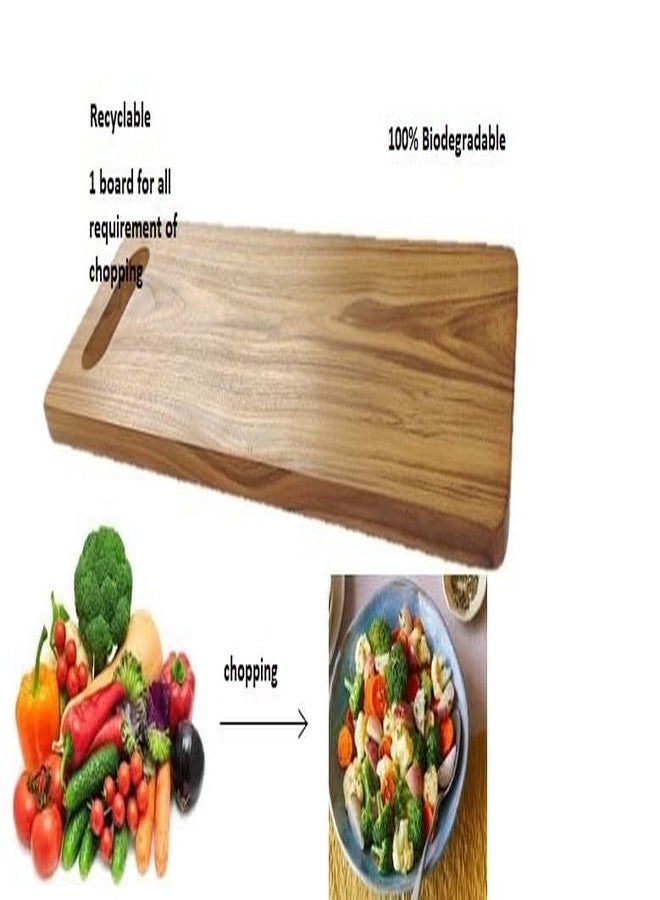 ARMAN SPOONS Wooden Chopping Board Teak Wood Chop/Cutting Board | Reversible | Anti-Bacteria - for Fruits and Vegetables, Chopping Board for Kitchen with 1 Year Warranty (Small) (12x5 inch) - Image 3