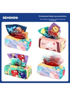 Generic Direct Baby Toys Tear-proof Tissue Box Tissue Finger Exercise Soothing Baby Cloth Book Cross-border-Color:Animal/3 Silk Scarves +3 Ringing Paper  - Image 2