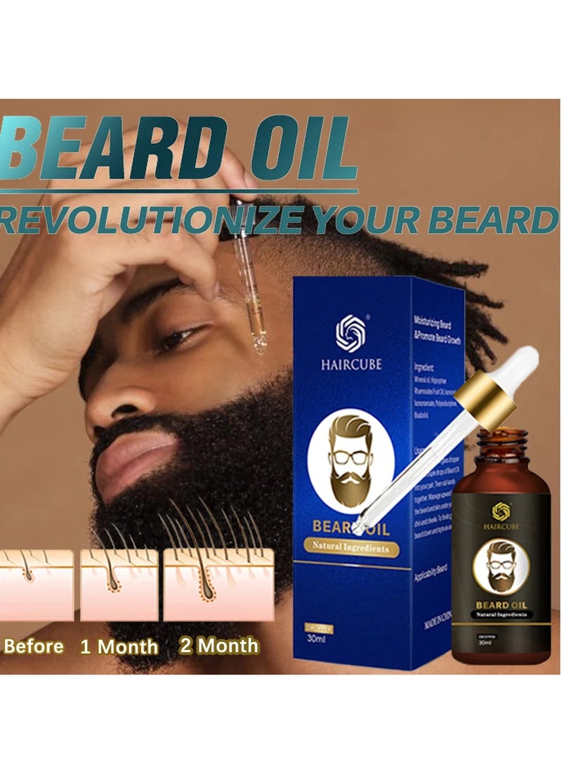 Haircube - Beard Growth Oil, Natural Effective Thicken Beard Nourishing Growth Oil, Nourishing And  Moisturizing Beard Growth Essential Oil, Natural Effective Beard Hair Growth Essence For Men - Image 1