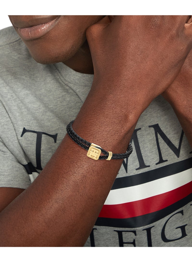 TOMMY HILFIGER TH JEWELRY MONOGRAM LEATHER MENS LEATHER BRACELET - 2790531 - Image 2