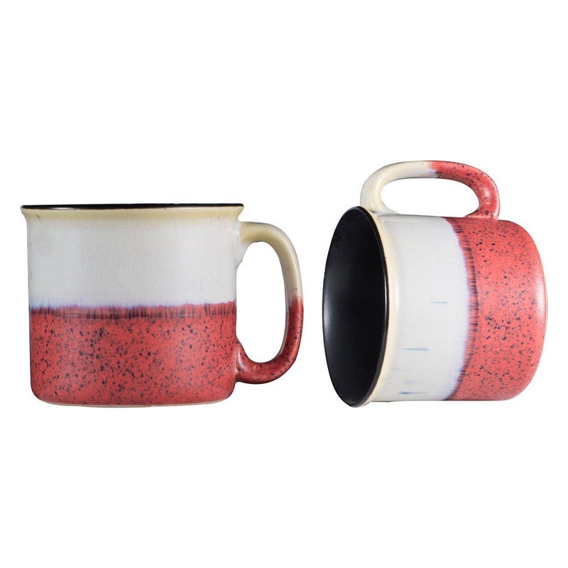 Caffeine Ceramic Handmade Matte White and Coral Peach Maggie Mug 500ml (Set of 2) - Image 4