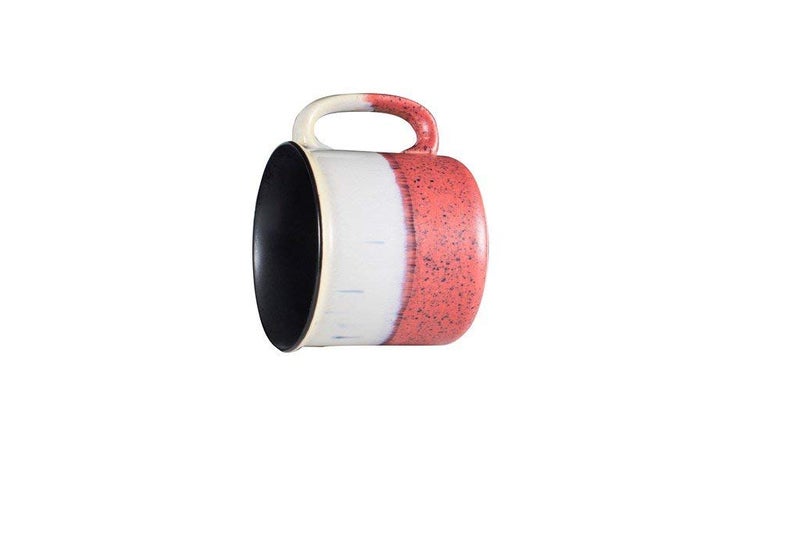 Caffeine Ceramic Handmade Matte White and Coral Peach Maggie Mug 500ml (Set of 2) - Image 2
