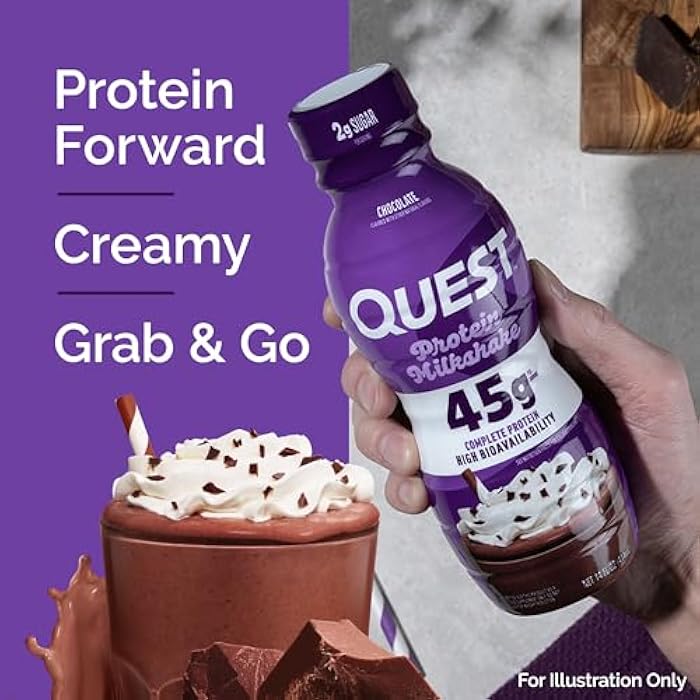 Quest Nutrition Chocolate Protein Shake, 45g Protein, 2g Sugar, 4g Net Carbs, Ready to Drink, Gluten Free, 4 Count - Image 4