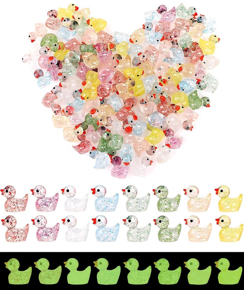 BdelrinQue 60Pcs Miniature Decorative Items, Flash Design Small Duck Toy, Color Random Garden Decor Can Glow in The Dark, Garden Decoration Items Outdoor, Miniature for Home Decor or As Birthday Present - Image 1