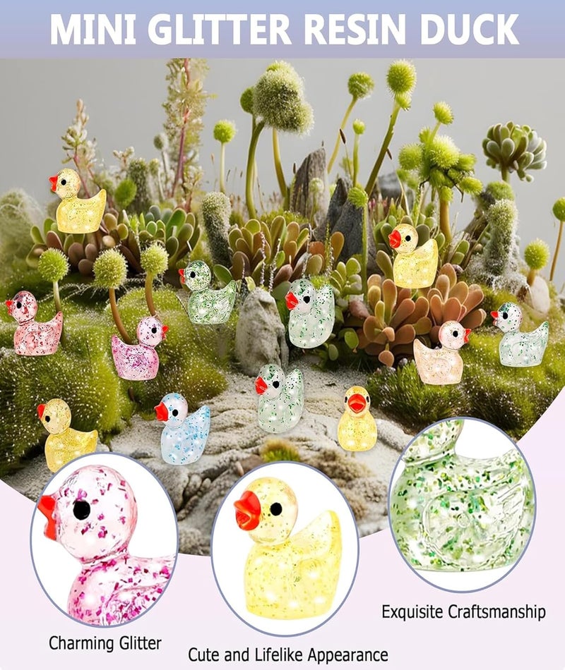 BdelrinQue 60Pcs Miniature Decorative Items, Flash Design Small Duck Toy, Color Random Garden Decor Can Glow in The Dark, Garden Decoration Items Outdoor, Miniature for Home Decor or As Birthday Present - Image 3