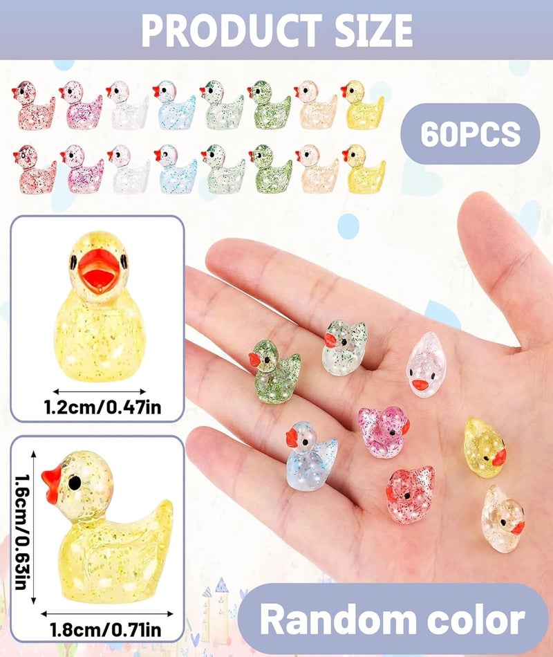 BdelrinQue 60Pcs Miniature Decorative Items, Flash Design Small Duck Toy, Color Random Garden Decor Can Glow in The Dark, Garden Decoration Items Outdoor, Miniature for Home Decor or As Birthday Present - Image 2