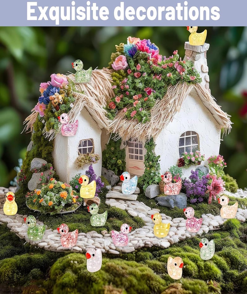 BdelrinQue 60Pcs Miniature Decorative Items, Flash Design Small Duck Toy, Color Random Garden Decor Can Glow in The Dark, Garden Decoration Items Outdoor, Miniature for Home Decor or As Birthday Present - Image 5