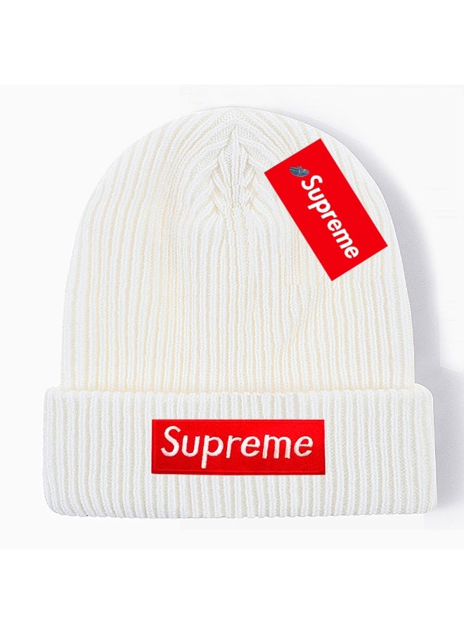 Supreme FW22 Box Logo Cable Knit Beanie - Cream White