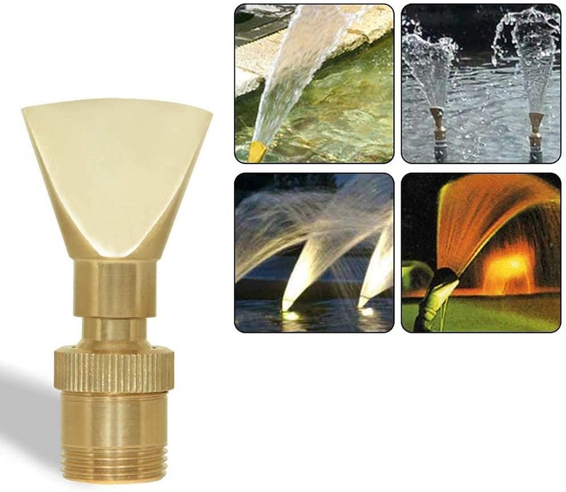 Hooshing Water Fountain Nozzle Spray 1/2" DN15 and 3/4" DN20 Brass Narrow Fan Shaped Water Spray Sprinkler for Garden Pond Amusement Park Museum - Image 1