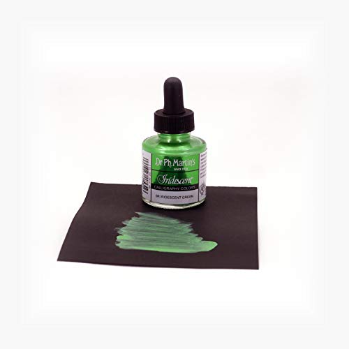 Dr. Ph. Martin's Iridescent Calligraphy Color (5R) Ink Bottle, 1.0 oz, Iridescent Green, 1 Bottle - Image 2