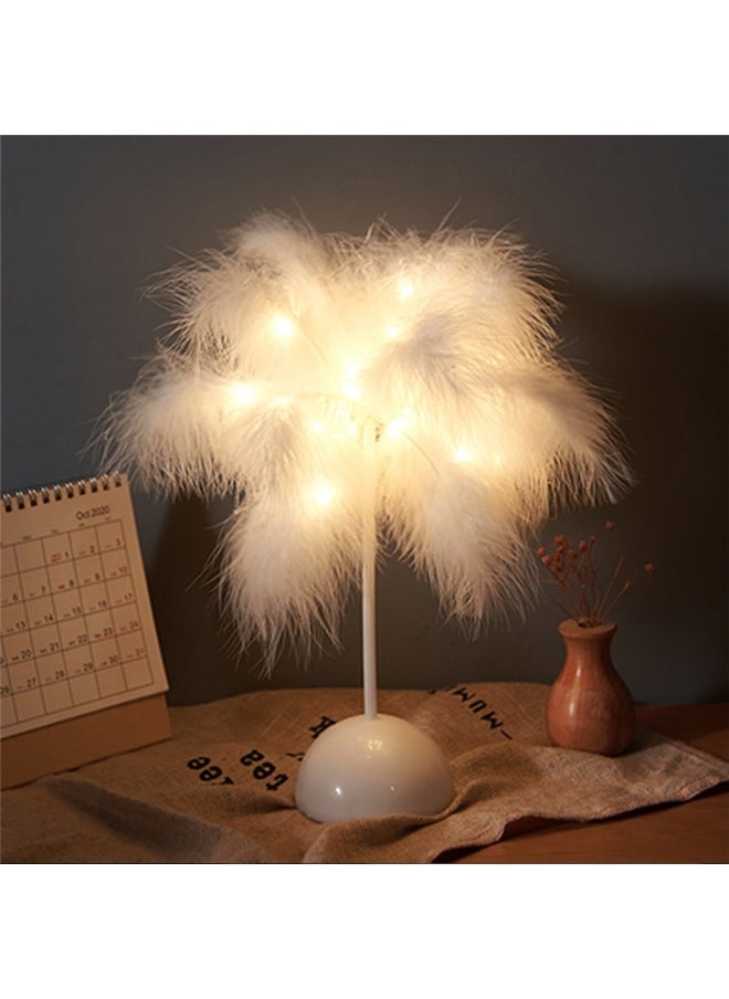 yongsheng Handmade Feather LED Table Lamp White Small  - Image 1