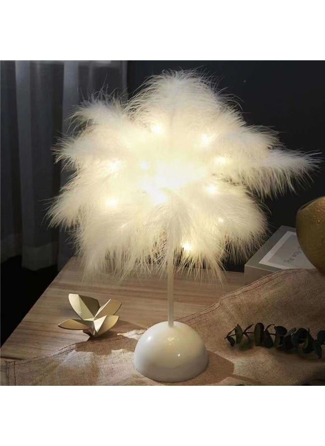 yongsheng Handmade Feather LED Table Lamp White Small  - Image 3
