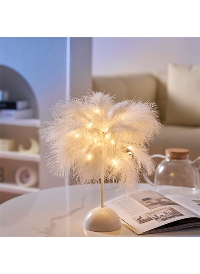 yongsheng Handmade Feather LED Table Lamp White Small  - Image 2