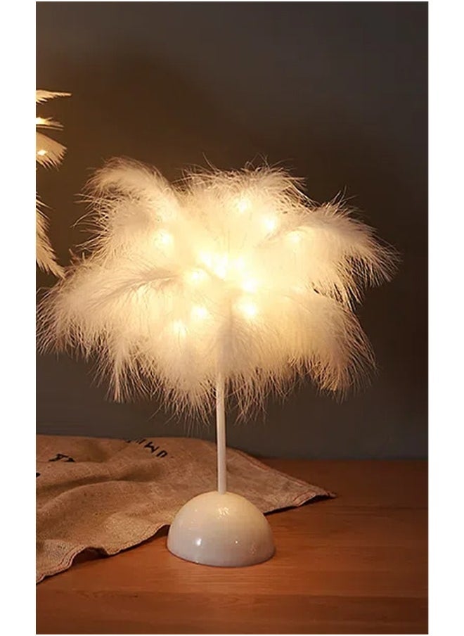 yongsheng Handmade Feather LED Table Lamp White Small  - Image 4