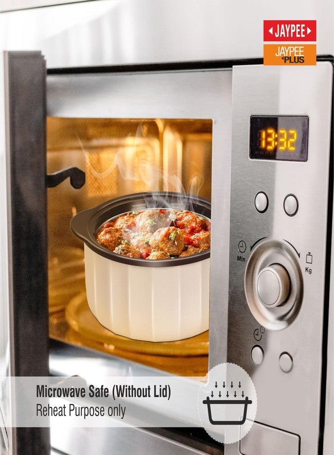 JAYPEE Micro Smart Inner Stainless Steel Serving Casserole Set of 3 (1000,1500,2000 ml) with Stylish Design |Microwave Safe |Lockable Lid |Hot Pot |BPA free, Swiss Coffee - Image 2