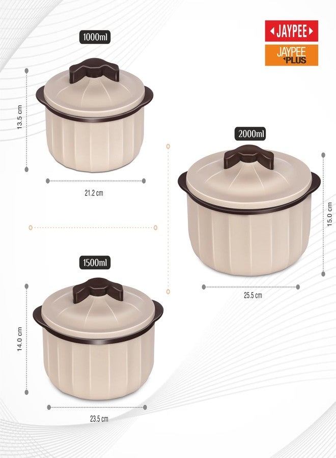 JAYPEE Micro Smart Inner Stainless Steel Serving Casserole Set of 3 (1000,1500,2000 ml) with Stylish Design |Microwave Safe |Lockable Lid |Hot Pot |BPA free, Swiss Coffee - Image 5