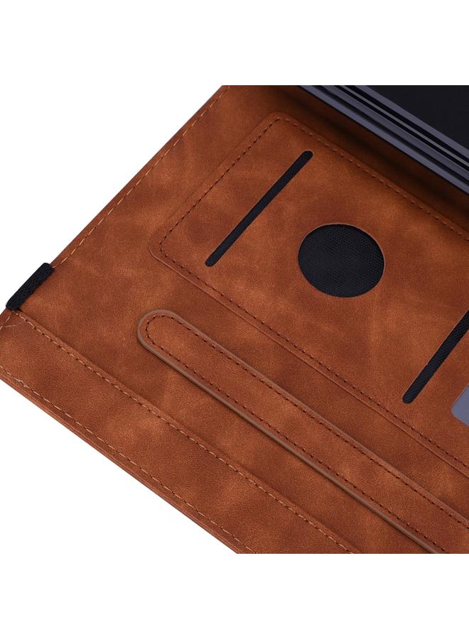 Zaboon Case For iPad 10.2 2021 / 2020 / 2019 Calf Pattern Double Folding Design Embossed Leather Case with Holder & Card Slots & Pen Slot & Elastic Band - Image 4