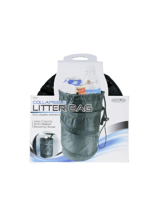 Custom Accessories - Drawstring Closure Water Resistant Collapsible Car Trash Bag Black 6 X 9 Inch 31512 - Image 1