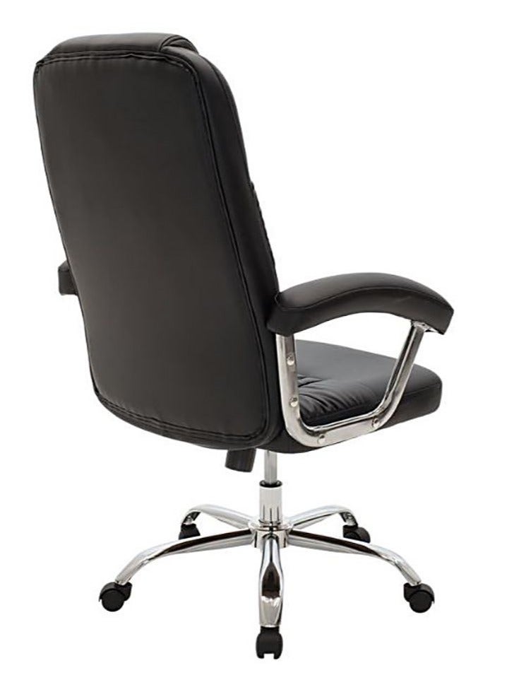 AL WADI FURNITURE Fully Assembled Ergonomic High-Back Black Office Chair - Soft PVC Fabric Cushion, Adjustable Height, Executive, Desk, Manager, Study, Workstation Chair - Image 3