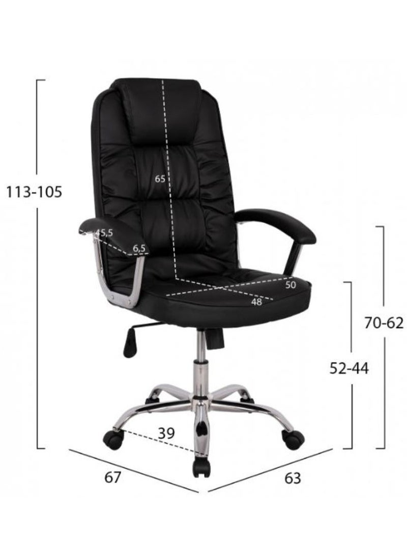 AL WADI FURNITURE Fully Assembled Ergonomic High-Back Black Office Chair - Soft PVC Fabric Cushion, Adjustable Height, Executive, Desk, Manager, Study, Workstation Chair - Image 5
