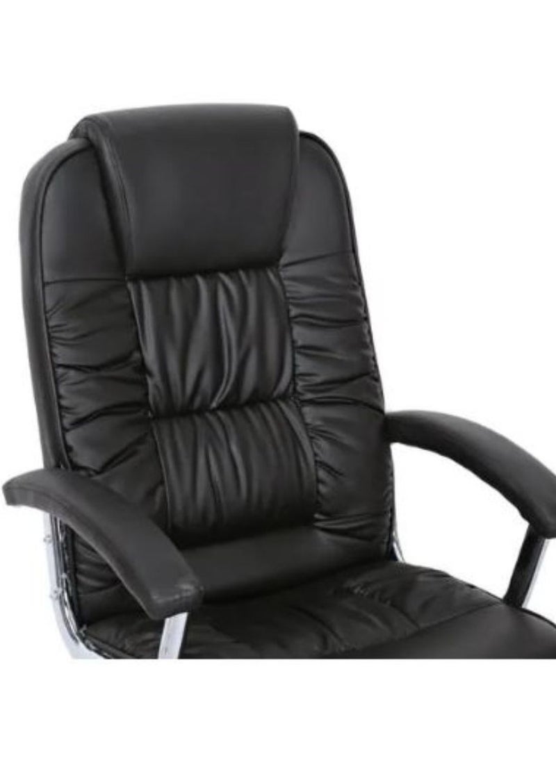 AL WADI FURNITURE Fully Assembled Ergonomic High-Back Black Office Chair - Soft PVC Fabric Cushion, Adjustable Height, Executive, Desk, Manager, Study, Workstation Chair - Image 4