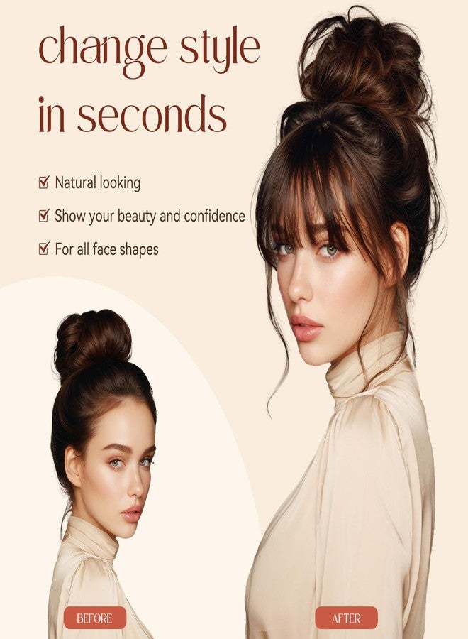 Flufymooz 100% Human Hair Clip In Bangs,360°Real Human Hair Toppers for Women Natural Fringe Extensions with Invisible Clips-Black - Image 4