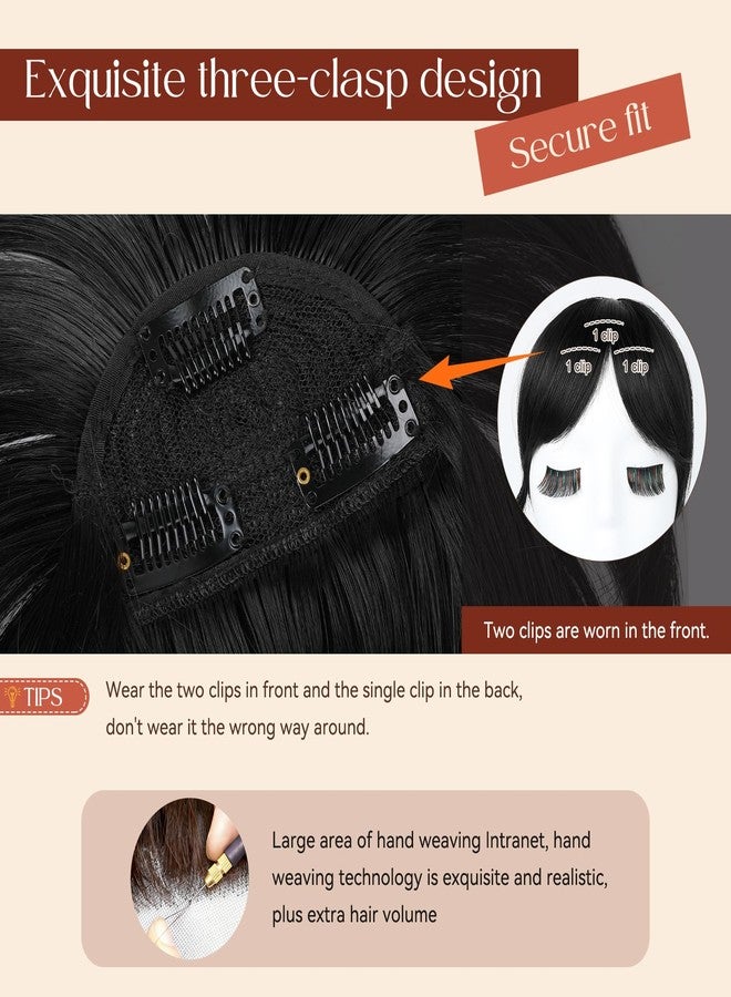 Flufymooz 100% Human Hair Clip In Bangs,360°Real Human Hair Toppers for Women Natural Fringe Extensions with Invisible Clips-Black - Image 3