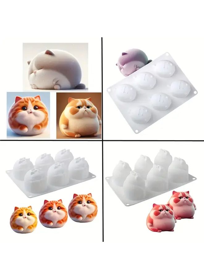 6 Cute Cat Silicone Baking Mold For Sleeping Angry Adorable Shapes - Image 1