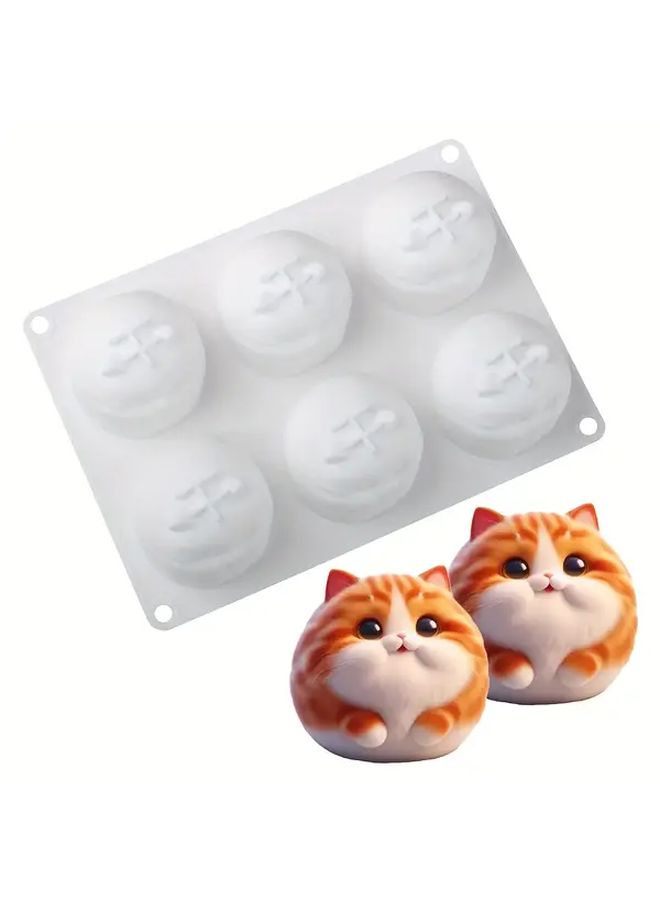 6 Cute Cat Silicone Baking Mold For Sleeping Angry Adorable Shapes - Image 5