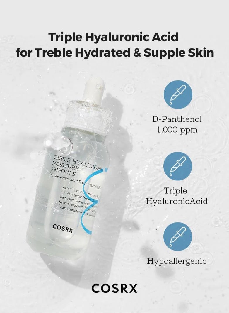 COSRX Hydrium Triple Hyaluronic Moisture Ampoule - Intensive Hydration Infusion with Triple Hyaluronic Acid for Plump, Radiant Skin 40ml - Image 2