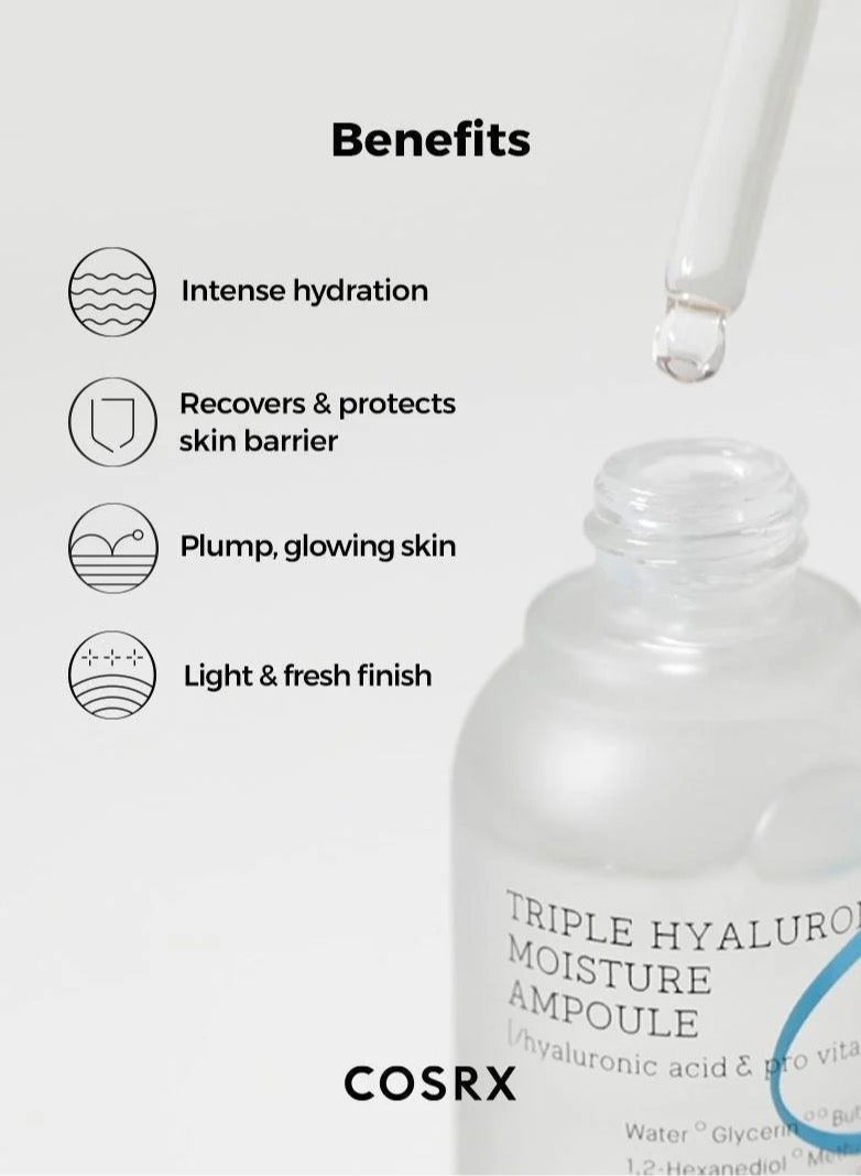 COSRX Hydrium Triple Hyaluronic Moisture Ampoule - Intensive Hydration Infusion with Triple Hyaluronic Acid for Plump, Radiant Skin 40ml - Image 3