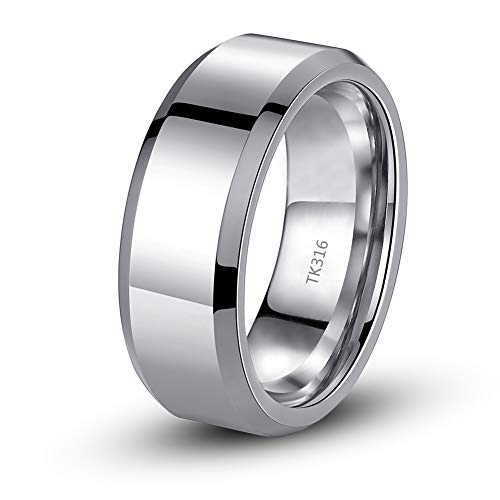 MABELLA His Hers Stainless Steel Men's Band Women Cubic Zirconia Round Cut Wedding Engagement Ring Set,Women's Size 8 Men's Size 10 - Image 5